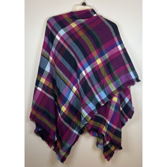 SOFT SURROUNDINGS Oodles Colorful Plaid Fringe Hem Shawl One Size Topper Wrap - Picture 2 of 6